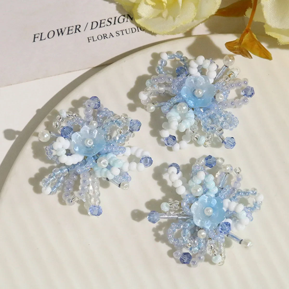 2Pcs Summer Lily of the Valley Beaded Flowers Clusters DIY Dopamine Earrings Hair Accessories Shoe Flower DIY Accessories