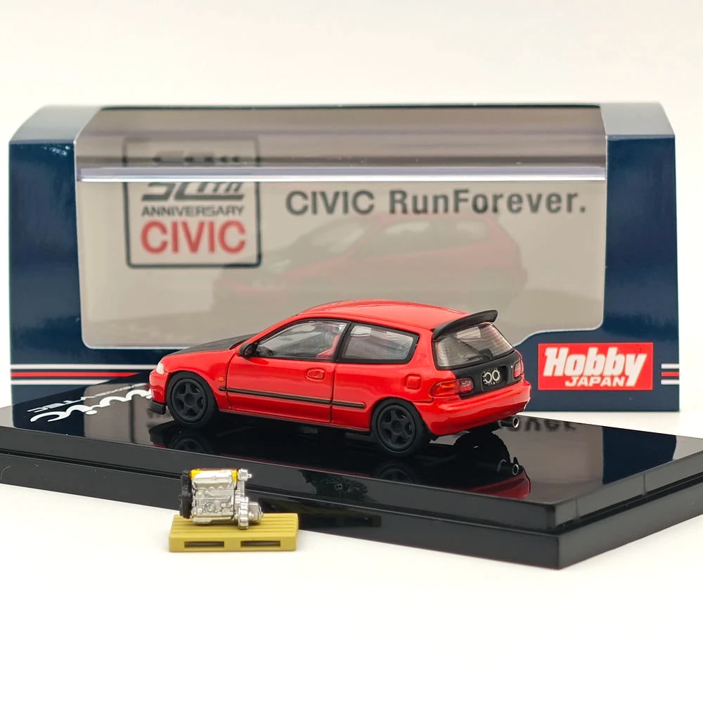1:64 Hobby Japan Civic (EG6) versión personalizada con pantalla de motor rojo HJ642017AR modelos fundidos colección de coches Auto juguetes regalo