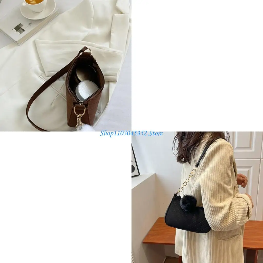 

Сумка на плечо для женщин, сумка-ранец, винтажная сумка, фетровая сумка для подмышек с помпоном