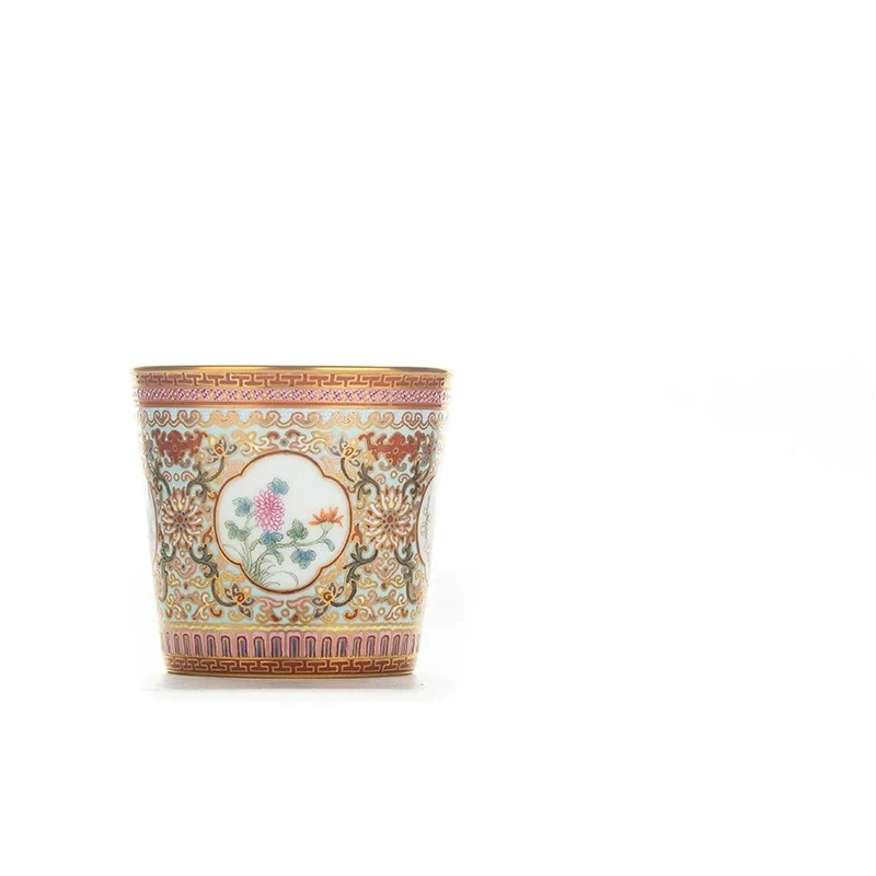 Light blue ground wire window four seasons flower bamboo cup master cup