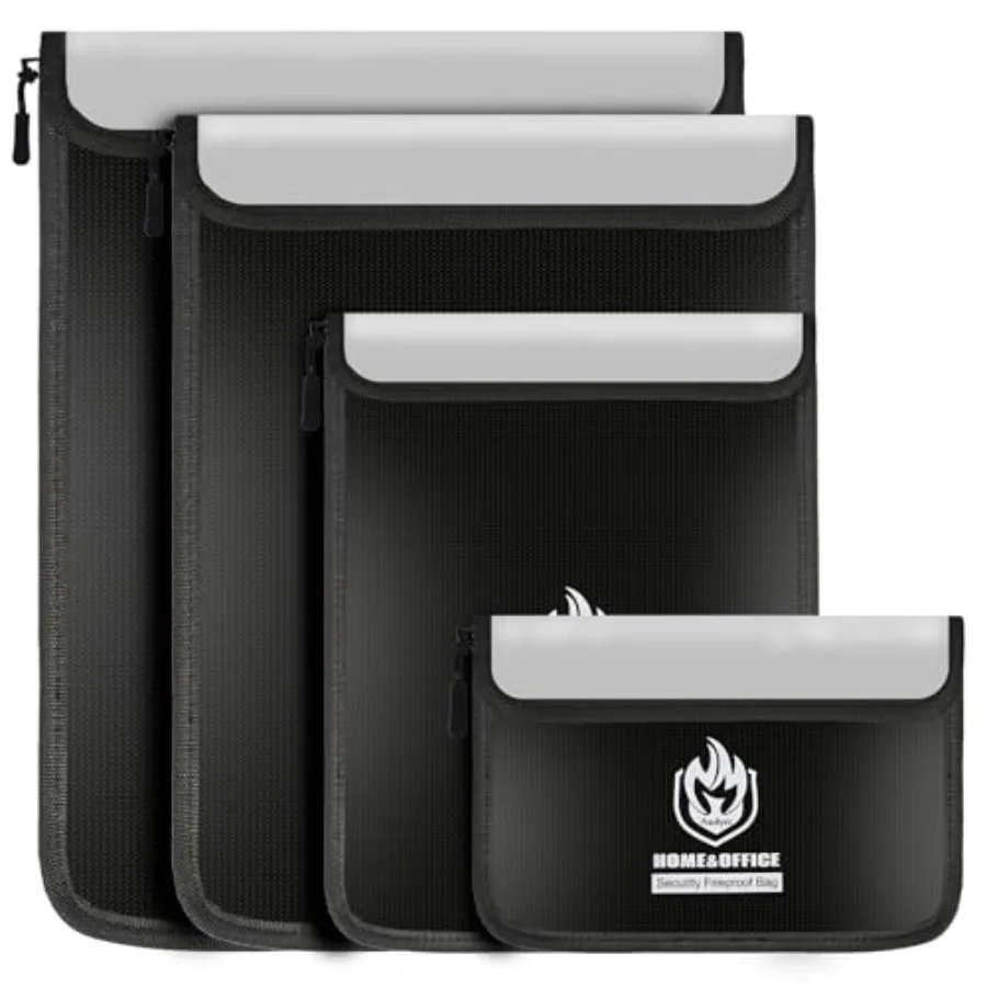 

4 Pack Fireproof Document Bags, Waterproof Document Pouch Holder with Zipper, Fire Proof Money Bag for Cash, Fireproof Envelope