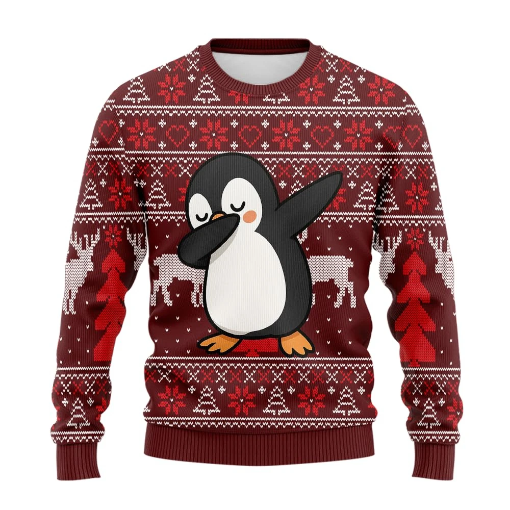 

Penguin 3D Print Ugly Christmas Sweater Man Clothing Holy Mens Funny Ugly Sweater Xmas Holiday Crew Neck Animal Jumper Sweaters