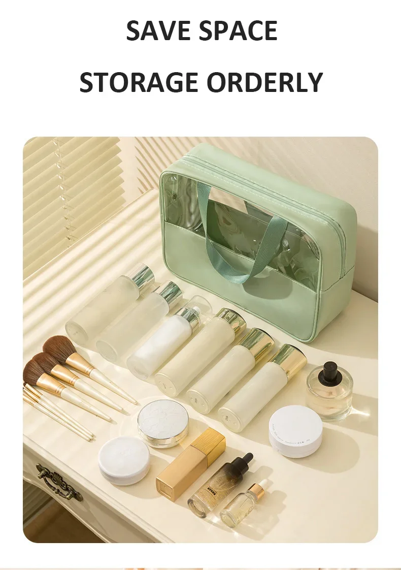 Kulturtasche für Damen und Herren, durchscheinender, wasserdichter Kosmetik-Reise-Organizer für Accessoires und Toilettenartikel – Detail 1
