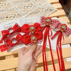 2 Pcs/Set Children Cute Little Red Riding Hood Bow Ornament Hair Clips Girls Lovely Barrettes Hairpins Kids Hair Accessories