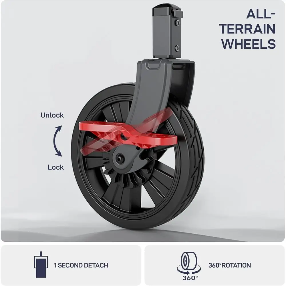 Folding Utility Cart with Wheels, Brakes, and Storage for Groceries, Beach, and Camping, Blue