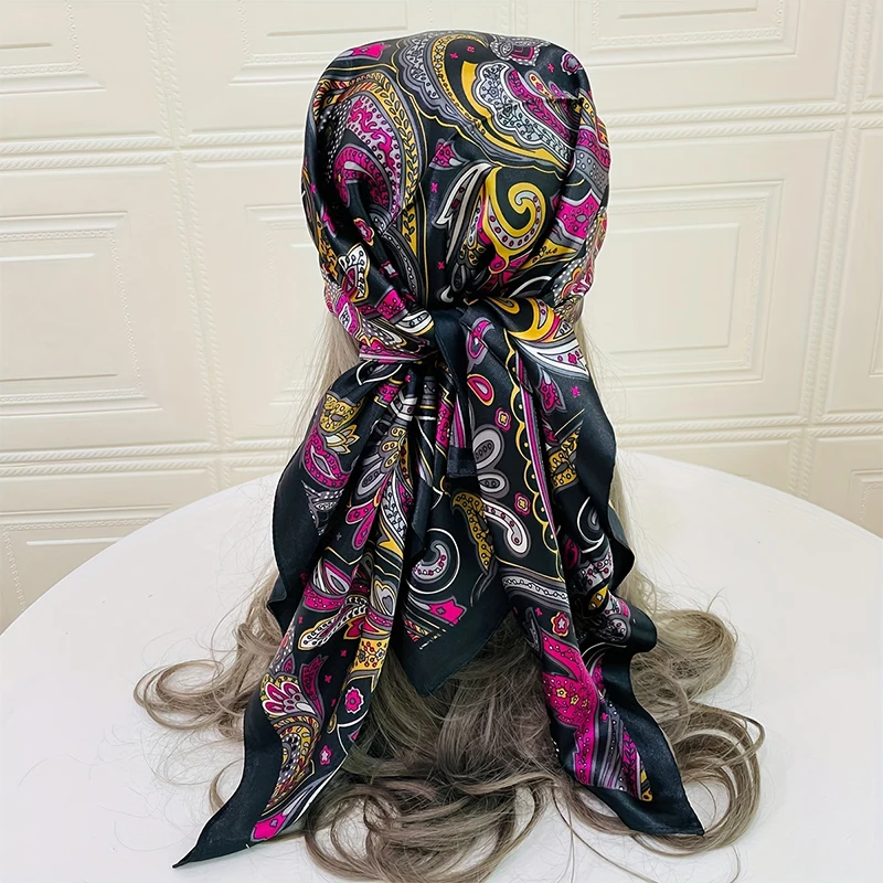 90*90cm 2024 Luxury Brand Silk Scarf Square Women Shawls And Wraps Summer Fashion Office Small Hair Neck Hijabs Foulard Scarves