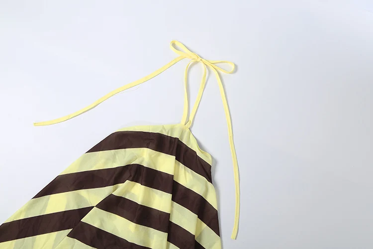 Weird Puss Tanktop mit Streifendruck für Damen, Hottie, sexy, rückenfrei, Neckholder, Bandagen, unregelmäßiger Saum, modische Weste für Mitternachts-Street-Party – Detail 6