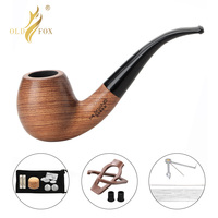 Old Fox Rosewood Tobacco Bent Pipe Set Accessories 9MM Activated Carbon Paper Filter Sandalwood Smoking Pipe With 10 Tools Kits