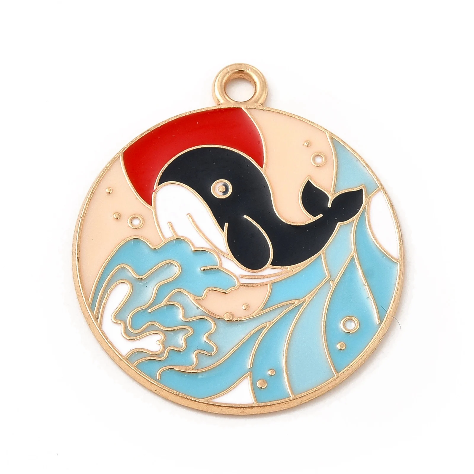 Pandahall 50pcs Mixed Shape Flat Round Big Alloy Enamel Pendants Whale Rainbow Cloud Shape Metal Charms For Jewelry Making Gift