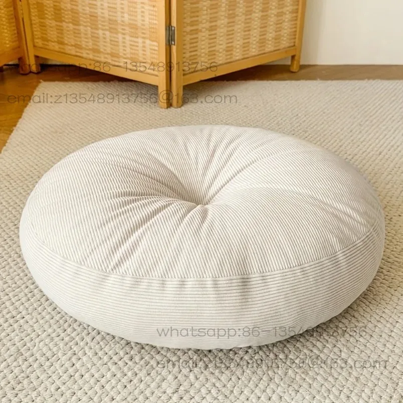 Thickened fabric round seat cushion, balcony bay window tatami futon, indoor floor simple seat cushion