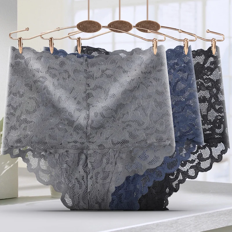 O 엘리먼트 여성 속옷, 아이스 실크 하이웨이스트 뱃살 보정, 힙업 레이스, 순면 항균 크로치, 여아용 반바지, 여름 얇은 스타일