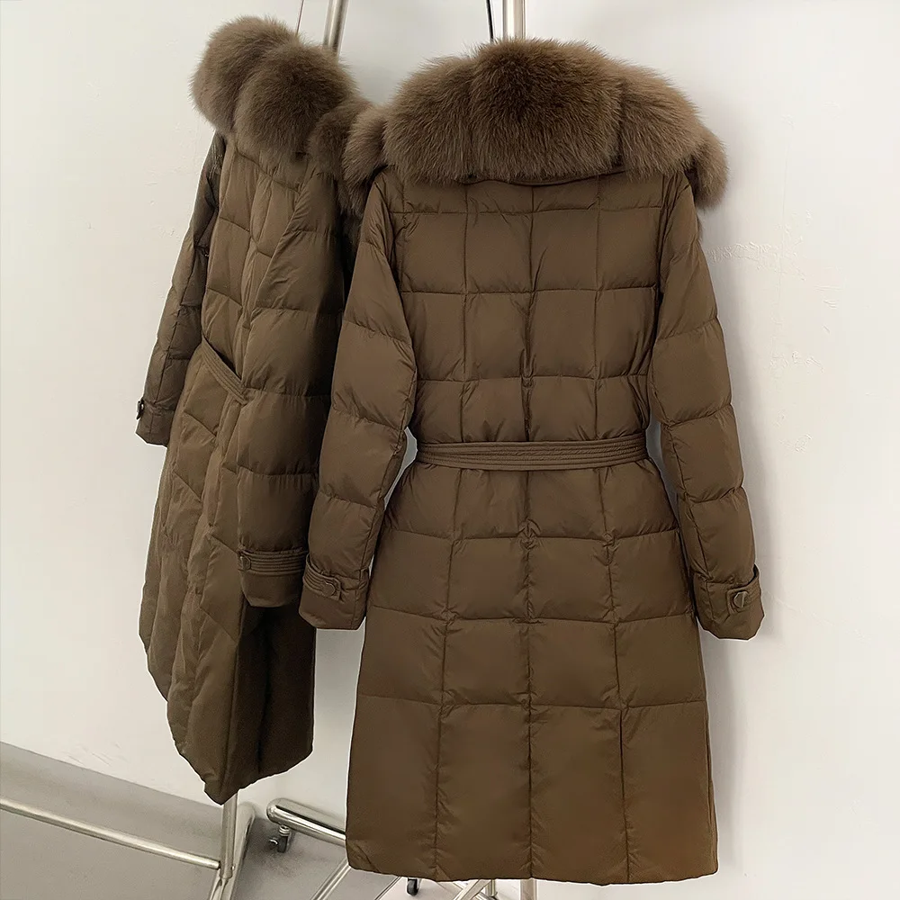 Warm Female Feathers Reality Fur Jacket White Duck Down Coat Women Waterproof Real Fox Fur Collar Autumn Winter Puffer Jacket view 6