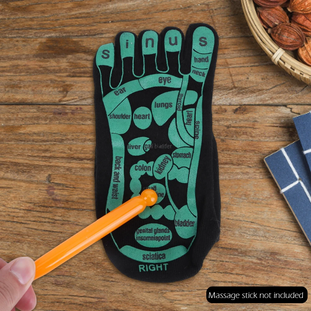 

Носки с иллюстрацией акупунктурных точек на пять пальцев, дышащие носки для акупрессуры, многоразовые, легко чистящиеся, точное разрешение для домашнего спа-салона