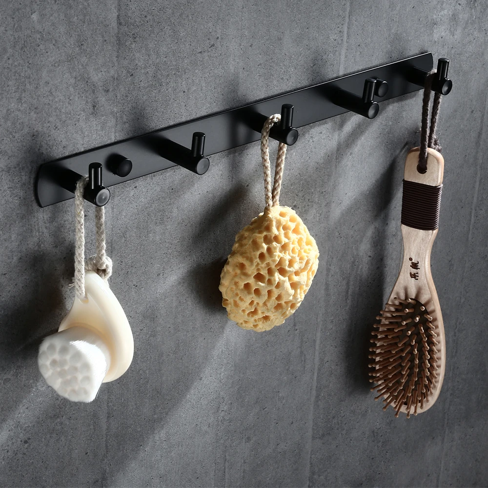 Wall-mounted porta gancho de parede toalheiro roupão prateleira chave saco chapéu roupas casaco gancho para banheiro e acessórios de cozinha