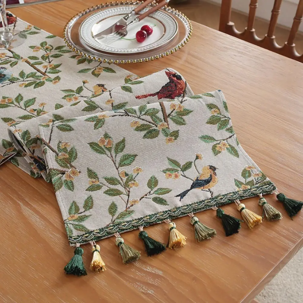 

Жаккардовая картина маслом Стиль Цветочная скатерть Винтаж с кисточкой Покрытие стола Богемная скатерть Декор стола