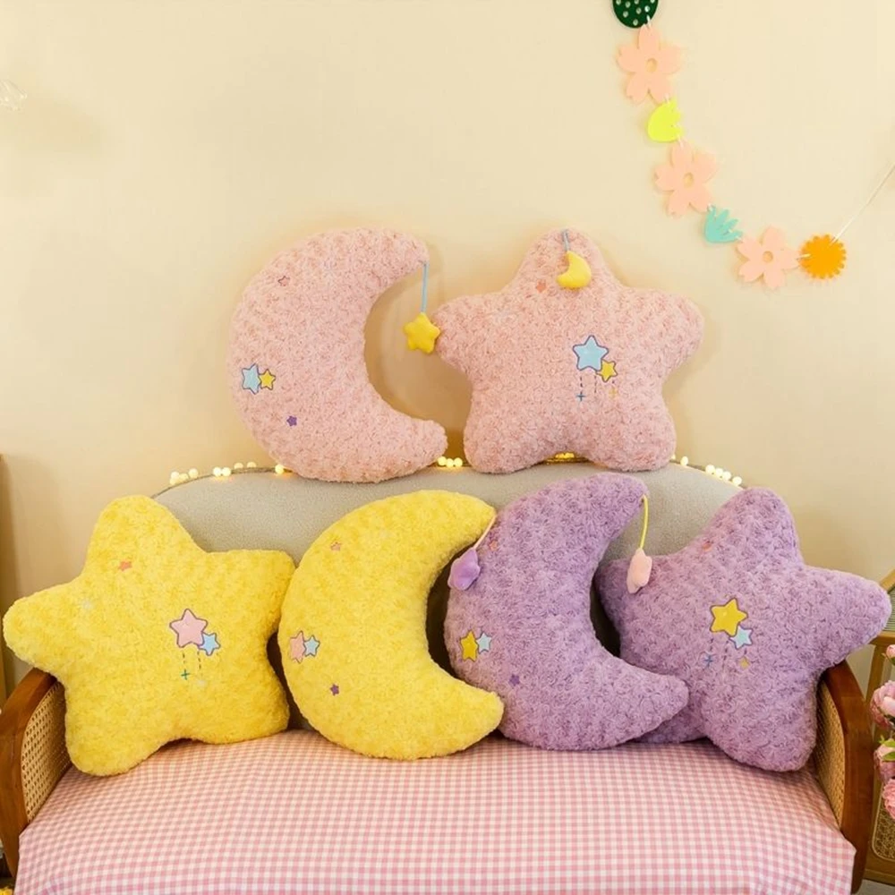 45CM Cute Star Moon Plush Toy Sofa Chair Cushion Sleeping Super Soft Leg Pillow Doll Birthday Gift To Friends