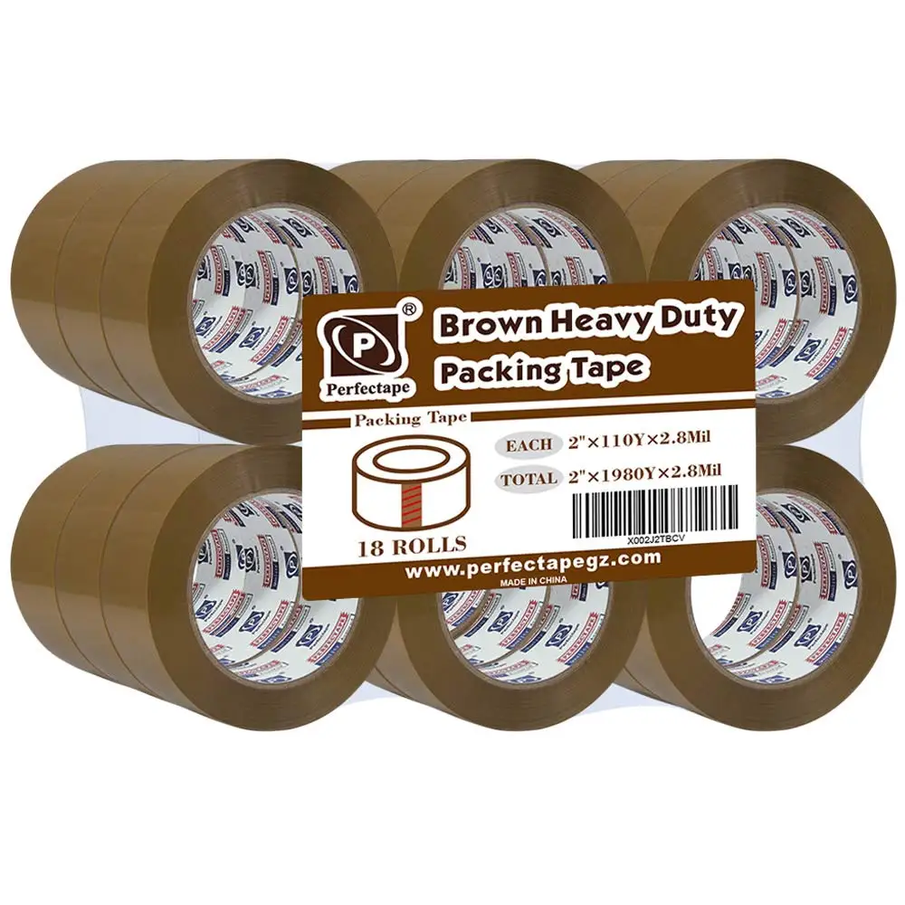 

Прочная коричневая упаковочная лента, 18 рулонов, общая длина 1980 ярдов, толщина 2,7 мил, 1,88 дюйма x 110 ярдов, сверхпрочная, для упаковки, запасной материал.