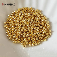 30-100Pcs 2-6mm 14/18K Gold Plated Brass Spacer Beads Round Ball Charm Loose Beads For DIY Bracelets Jewelry Making Supplies