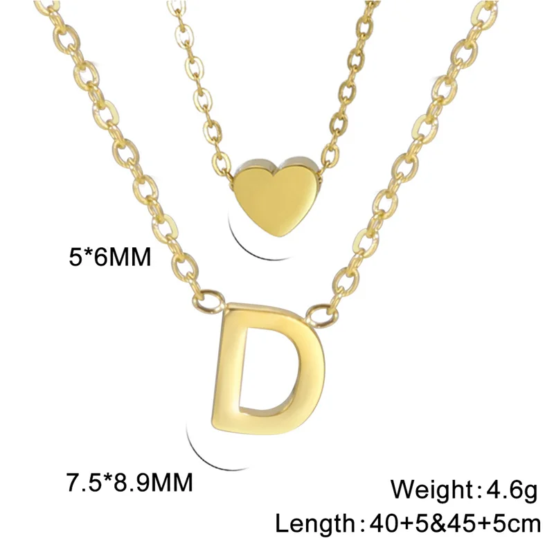 Mode Tiny Herz Initial Halskette Gold Silber Farbe Multilayer Brief Choker Halskette Für Frauen Charme Anhänger Schmuck Geschenk – Detail 21