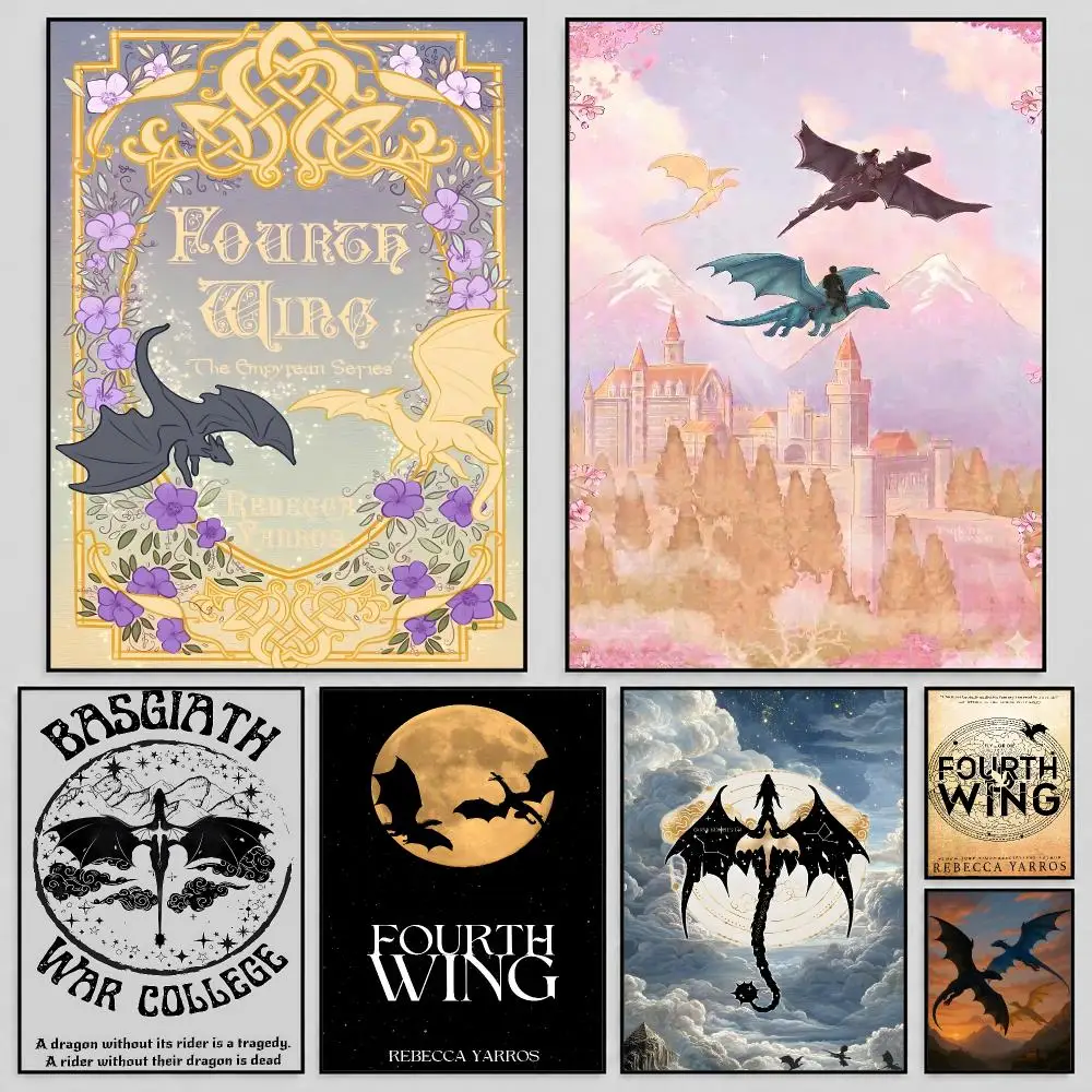 Book Fourth Wing Empyrean Poster Self Adhesive PP Wall Art HD Gaming Room Bedroom Living Room Decor Apartment Gift