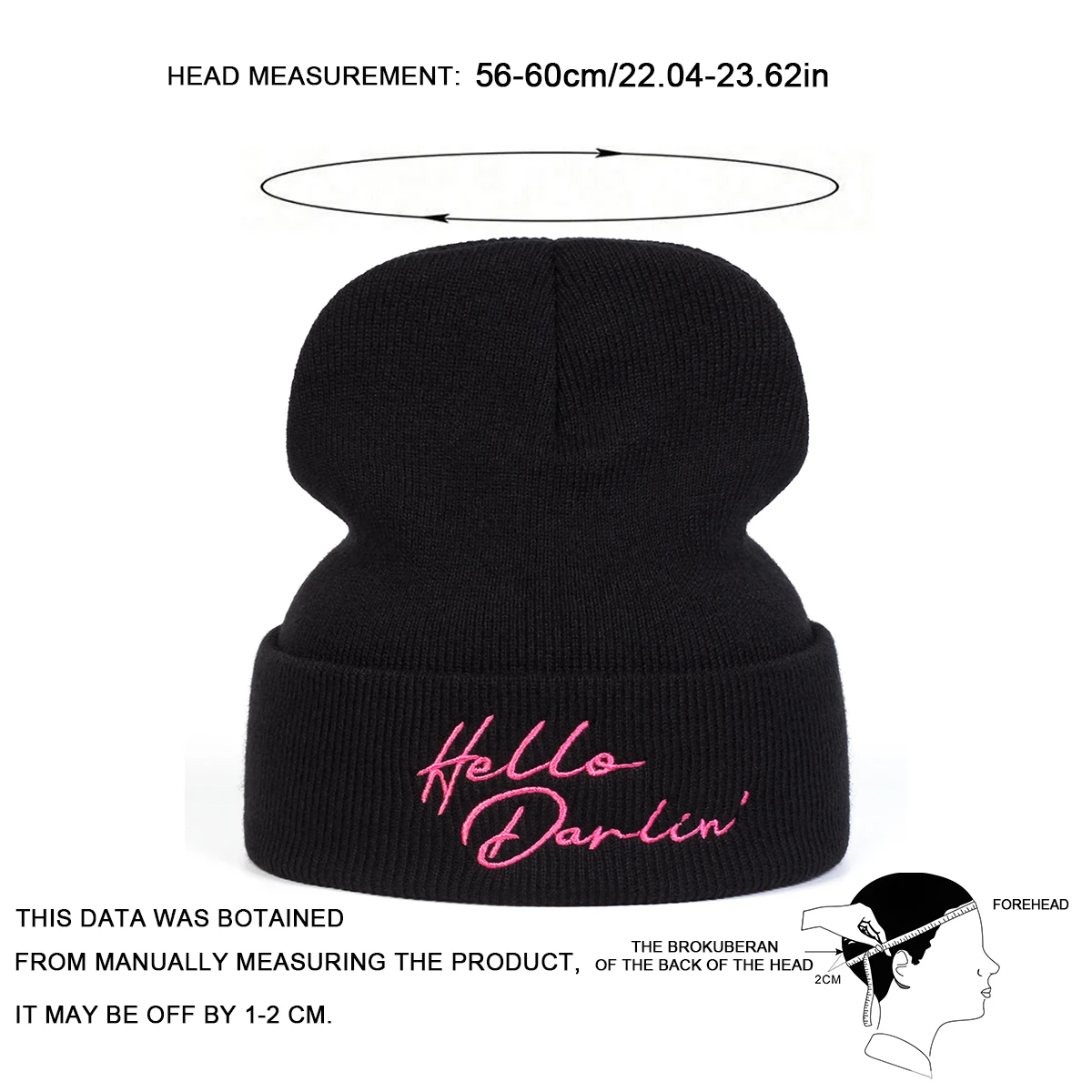 للجنسين مرحبا دارلين إلكتروني التطريز بيني القبعات الخريف والشتاء الدافئة محبوك قبعة الهيب هوب قبعات للنساء الرجال #2