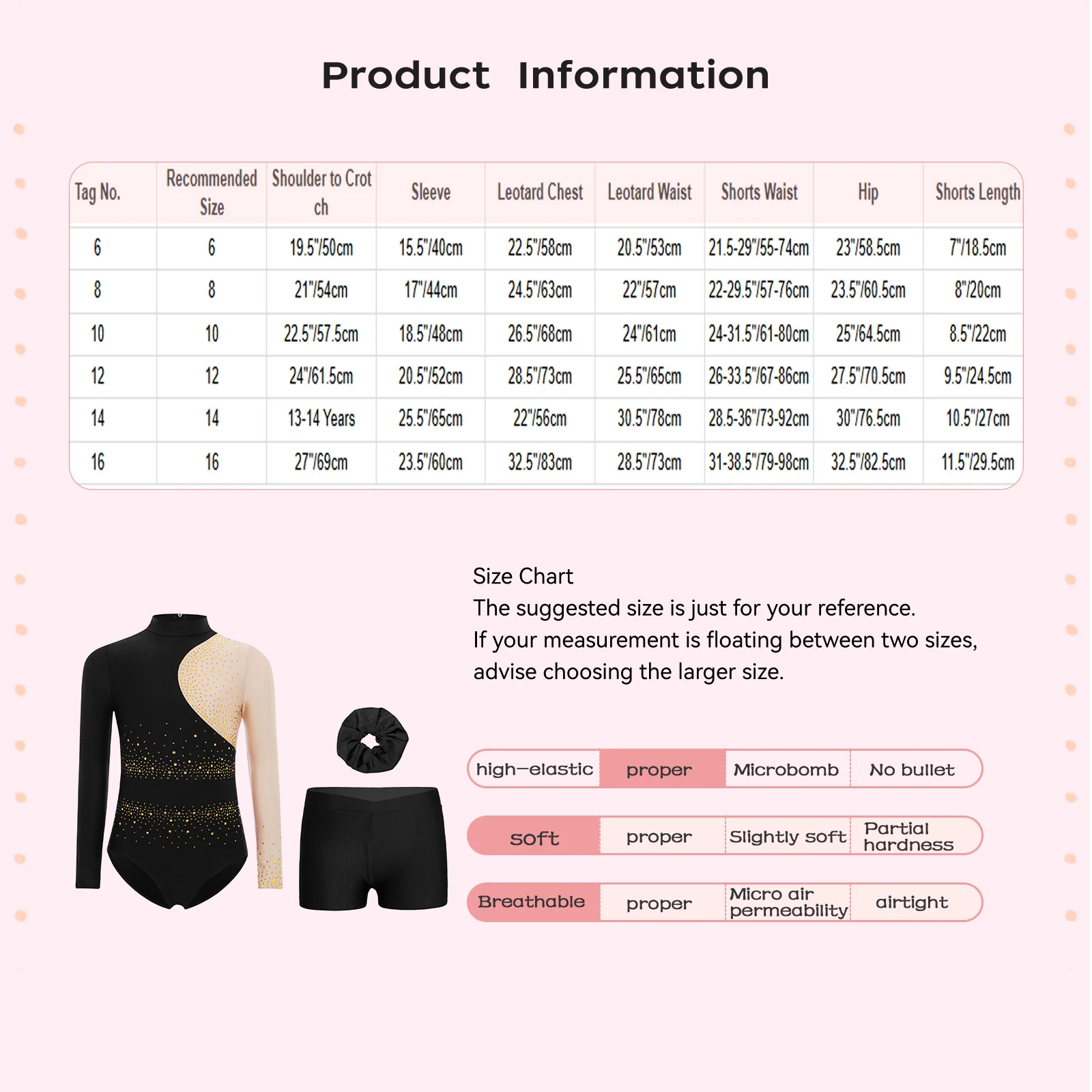 Kids Girls 3-Piece Ballet Yoga Dance Costume Suit Mock Neck Long Sleeves Gymnastics Leotard with Waistband Shorts And Hair Band