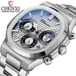 Fashion Chenxi Top Brand Business Watch For Men Date Quartz Wristwatches With Chronograph Stainless Steel Luminous Male Clock