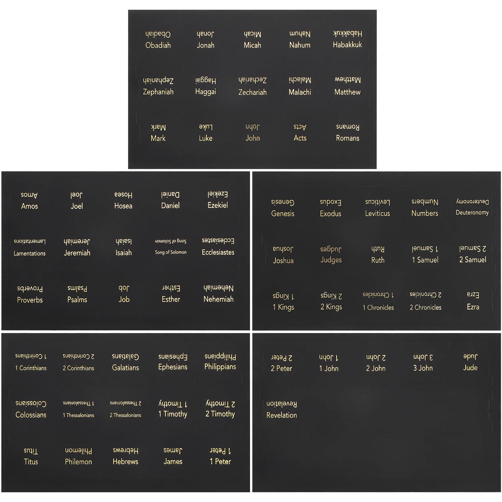 

5 Sheets Bible Index Tags Sticky Page Markers Black Pvc Self-adhesive Decorative Book Tabs