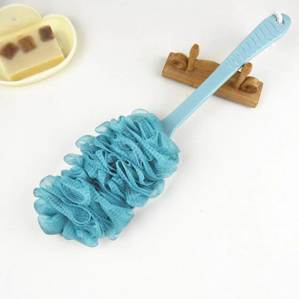 

Gauze Bath Ball Long Handle Bathbrushes Gauze Bath Brush Blue long handle shower brush anti-slip shower brush