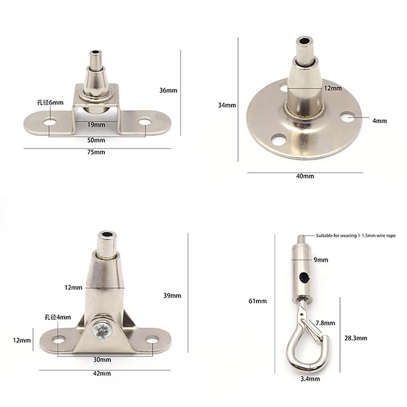 1 Pcs Wire Rope Spring Hook Adjustable Hanging Clothesline Fixed Guardrail Lock Lifting Code Suitable For Light Panels