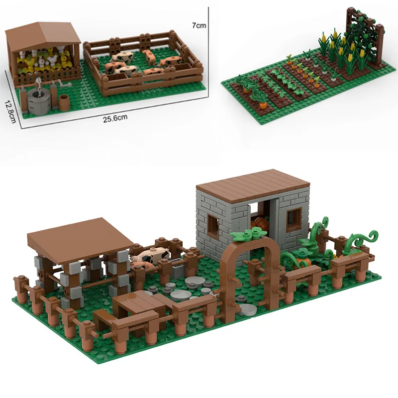 

Домики для посадки на ферме Moc, строительный блок, собранная ферма, сцена, овощной сад/обучение животных, игрушки «сделай сам», маленькие кирпичи, подарки для детей