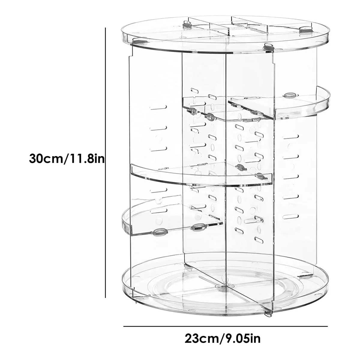 Organizer per trucco rotante, 360 °   Supporto per trucco da grado, organizer cosmetico trasparente di grande capacità, display regolabile
