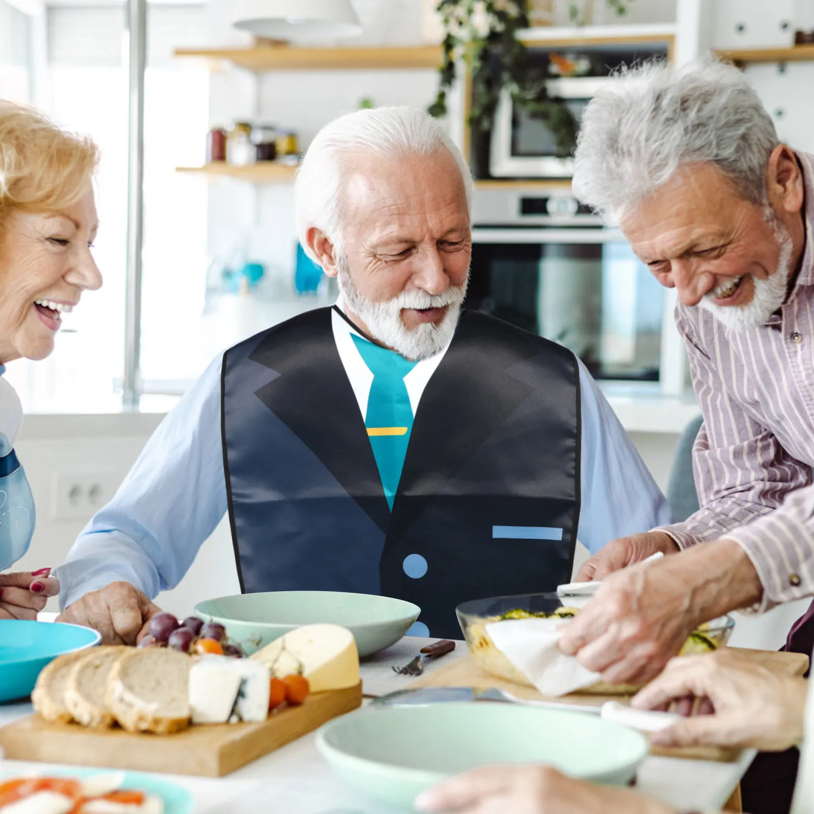 

Длинный взрослый мужской нагрудник с рисунком, защитный, с застежкой-кнопкой, легко чистится, моющийся, для пожилых людей, для защиты от слюны