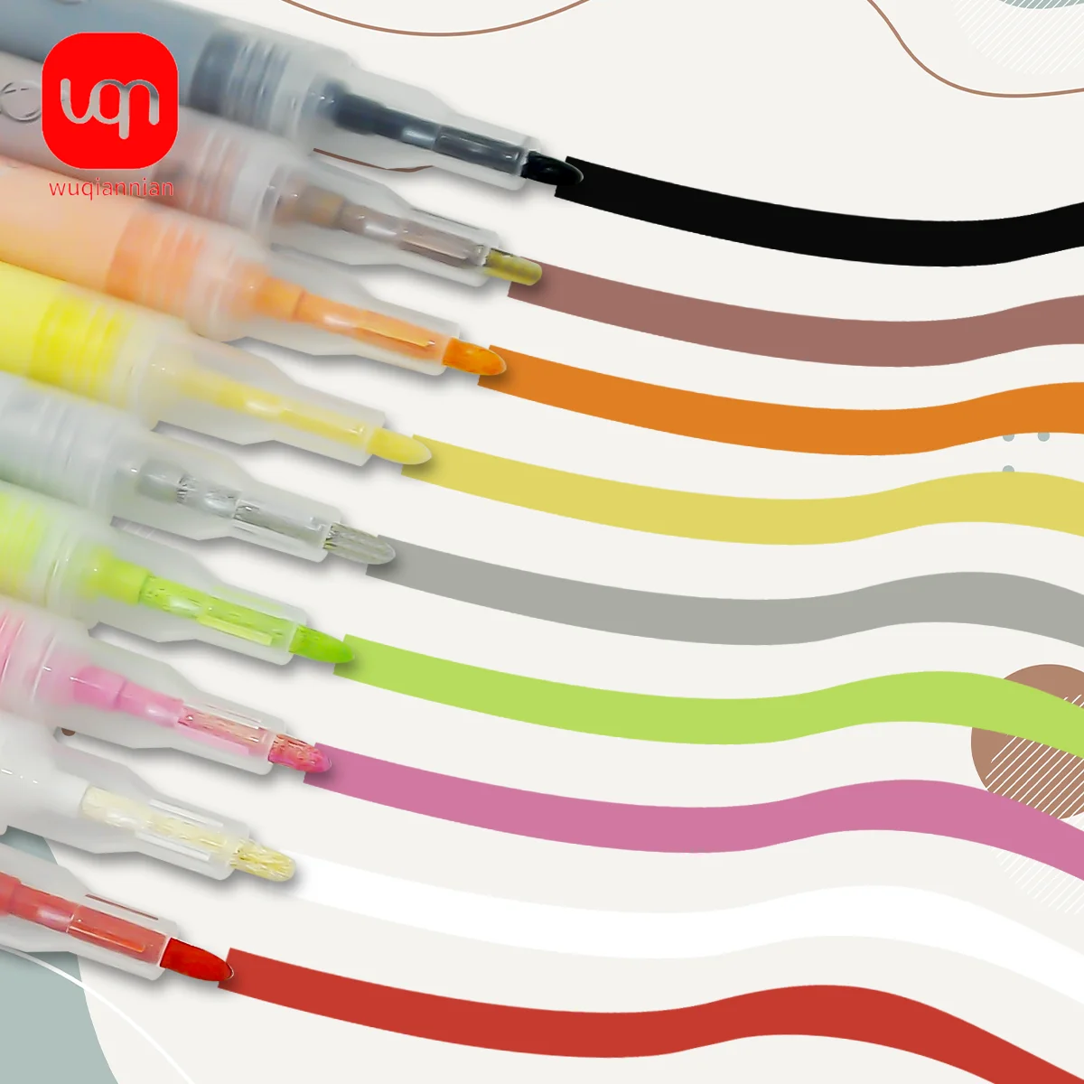 

WQN 12pcs/18pcs/24pcs High-quality colored markers, smooth writing, fast-drying ink, suitable for tires, glass, and office use