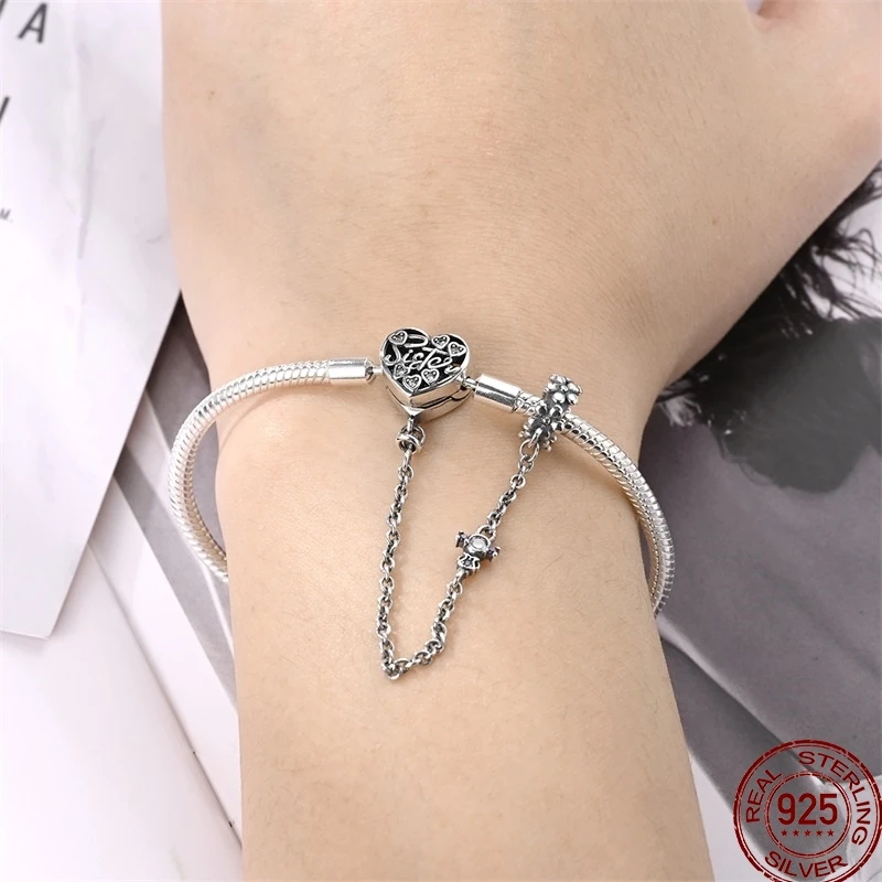 Original Bracelet 925 Silver 17-20cm Earth Safe 3mm Chain Snake Bone Bracelet Fit DIY Jewelry Beaded Birthday Jewelry Gift