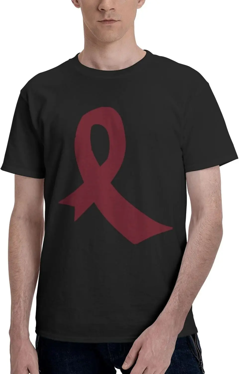 Multiple Myeloma Awareness Ribbon American Flag T-Shirt Vintage Short-Sleeve