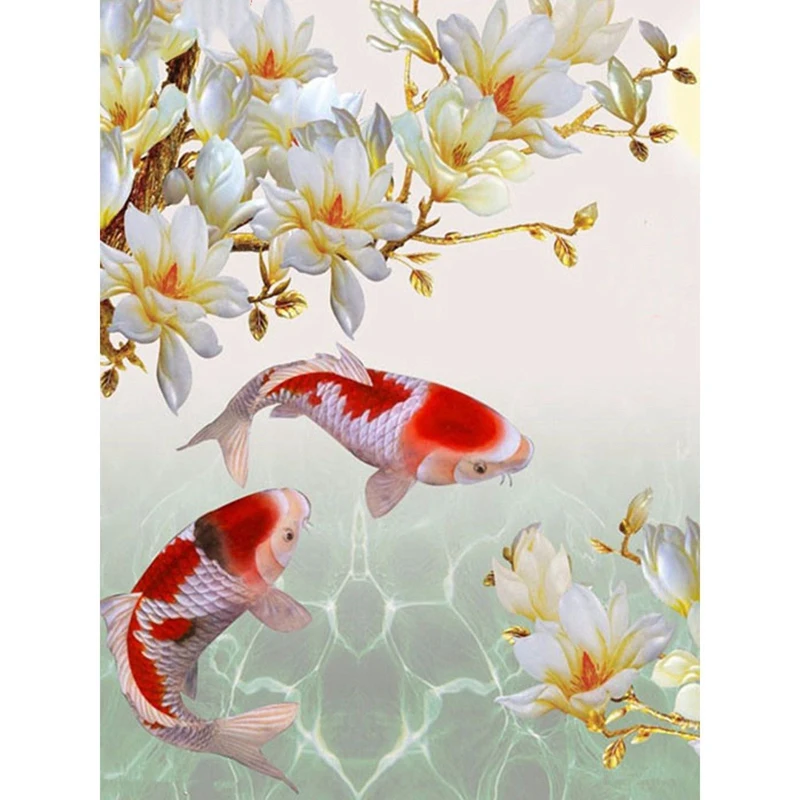 

DIY 5D Full Diamond Painting Kit Diamond Art Kits For Adults Koi Fish Paint With Diamonds Kits Diamonds Embroidery