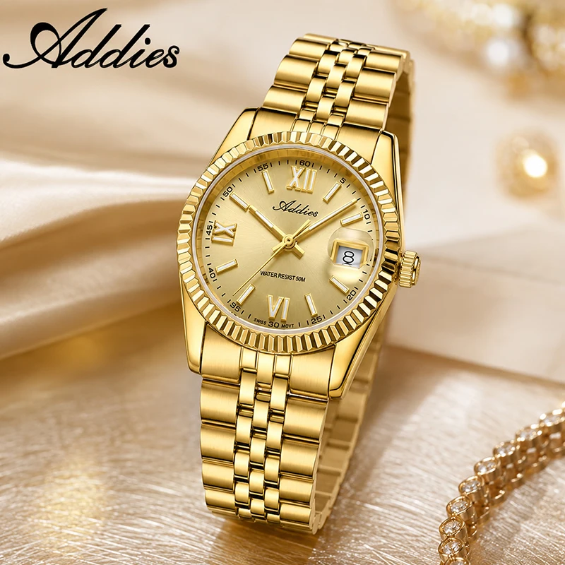 ADDIES Fashion Luxury Women's Wristwatch 585 Quartz 316L Stainless Steel BGW9 Super Luminous Business Dress Woman Watches New