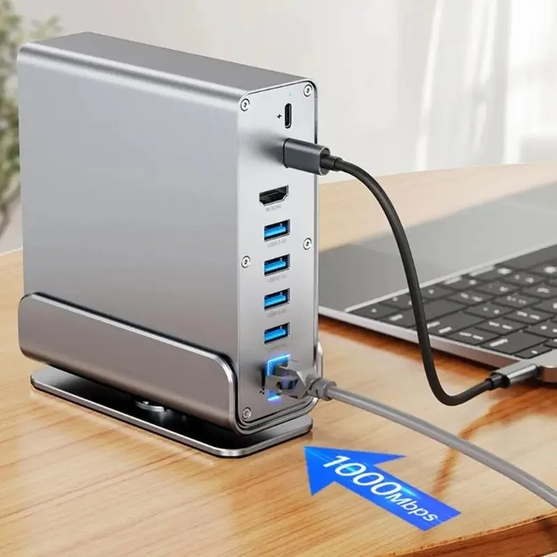 15 in 1 USB C HUB 4K HDMI Type C Docking Station With RJ45 1000M USB 3.0 PD 100W SD/TF Card Reader Audio 3.5 Adapters for Laptop