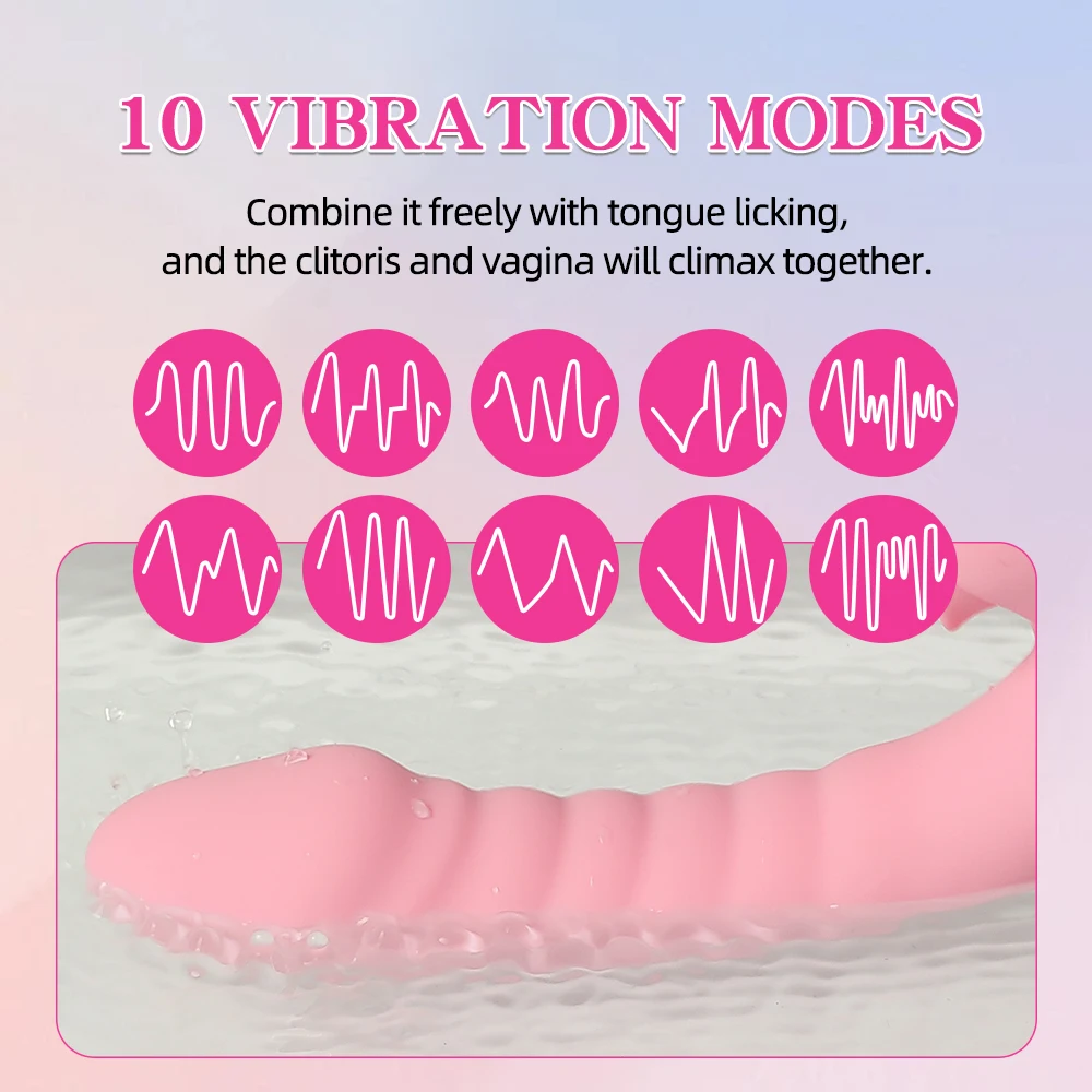 2 In 1 Licking Machine Clitoris Stimulator Vibrator For Women G-Spot Powerful Vibro Dildo Wand Female Clit Sucker Adult Sex Toys view 2