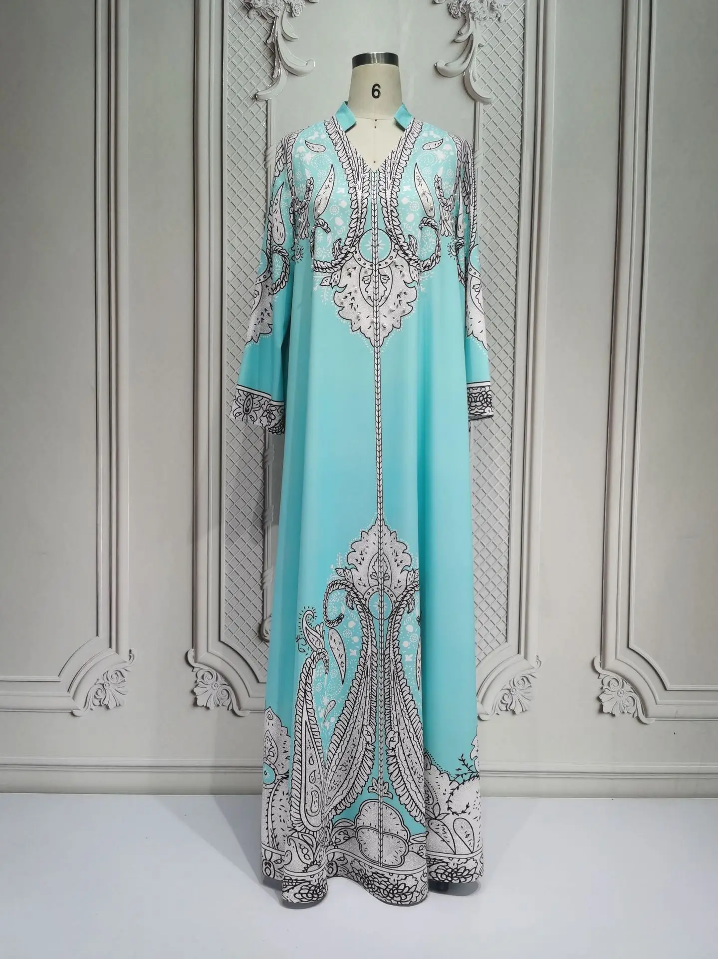 دبي عباية كم طويل فستان مطبوع عليه زهور للنساء المسلمات تركيا قفطان كيبيا قفطان مغربي فام رداء إسلام جلابية رداء #1