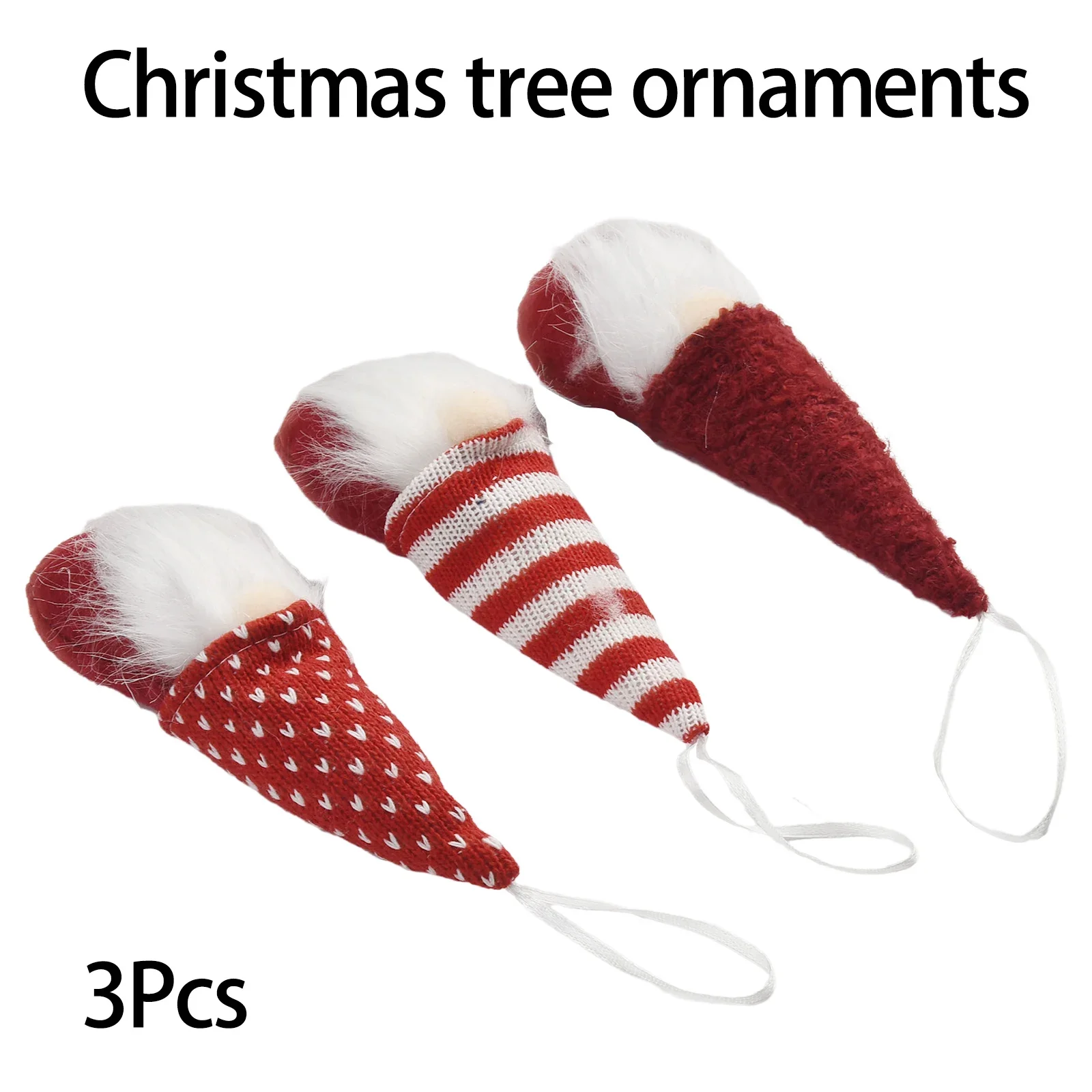 3pcs Christmas Tree Hanging Gnome Plush Gonk Santa Doll Pendants Xmas Ornaments For Kid Home Party Decoration 15x6x4cm