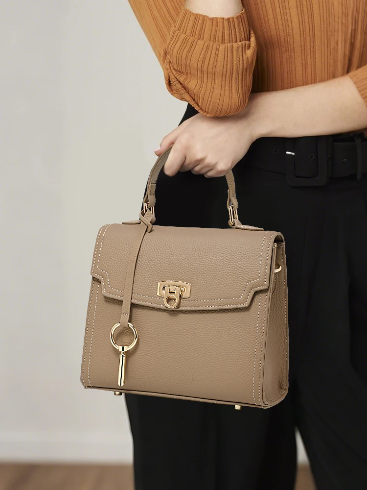 

Кожаная женская сумка премиум-класса, новинка 2025 года, модная сумка через плечо для весенне-летней офисной одежды, мягкая кожаная сумка через плечо