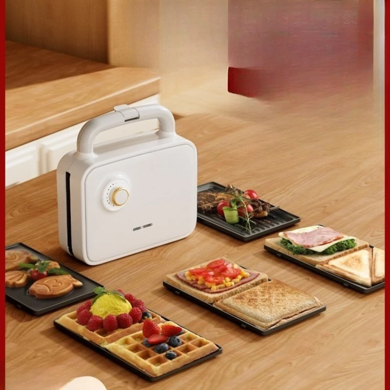 

Double Plate Sandwich Breakfast Maker Household Timing Multifunctional Waffle Light Food Maker Small