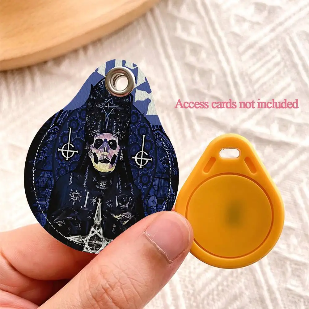 G-Ghost Band Keyring Leather Access Card Holder Keychain Community Water Drop Proximity Card Protective Case