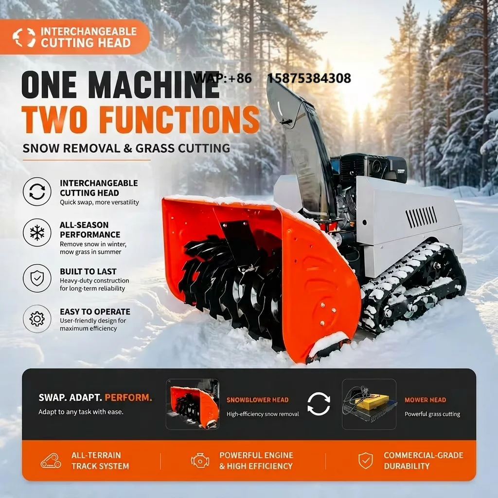 All Terrain Professional EPA Certified Hybrid 15HP Crawler Multi Purpose Clearing Machine with Mower for RC Snow Blower