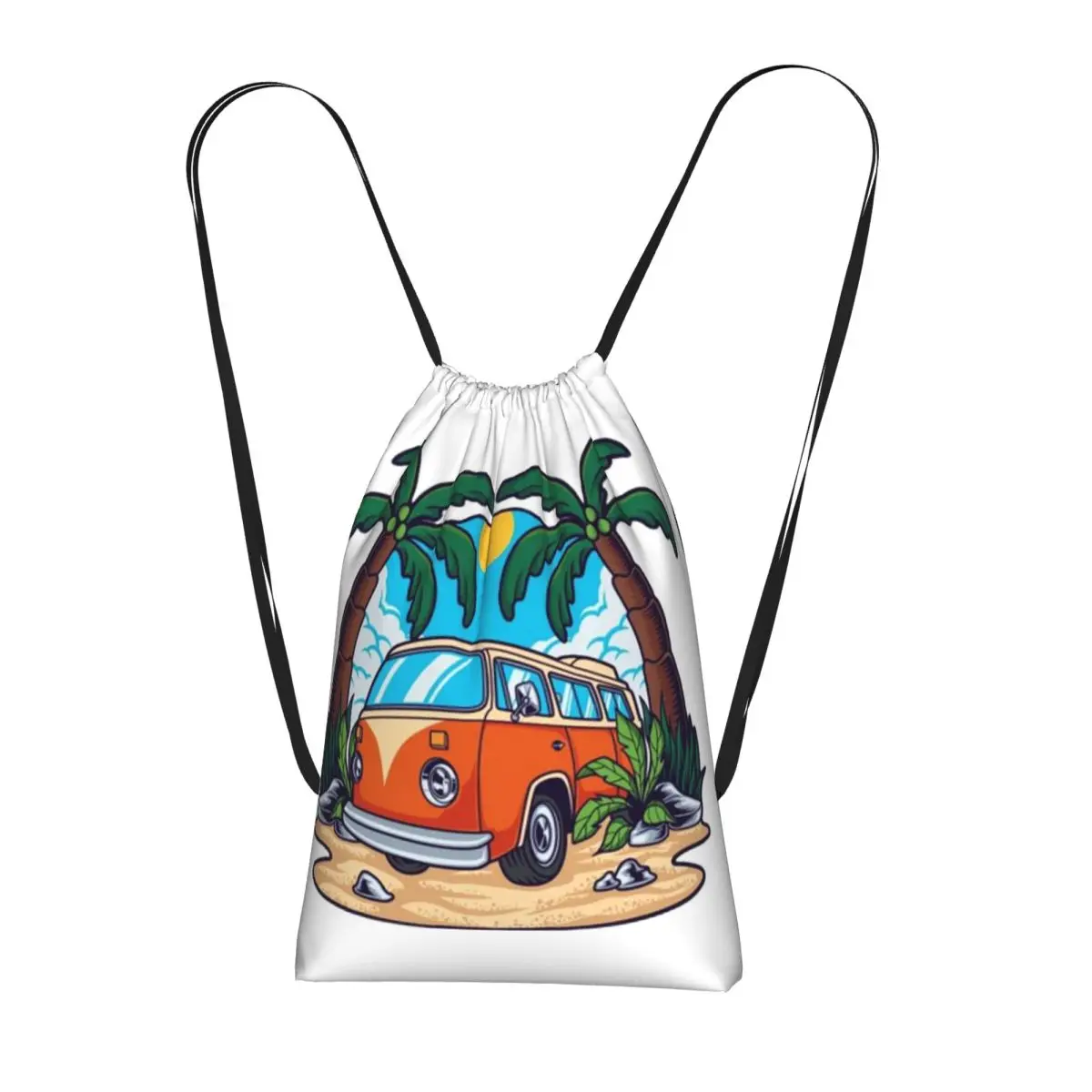 Beach Cartoon Camping Vehicle Backpacks Fashion Drawstring Bags Sports Bag Book Bags for Man Woman School