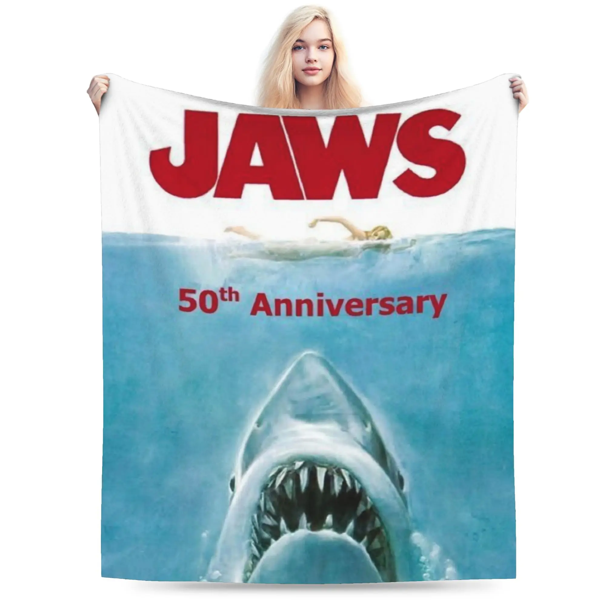 Novelty Design Jaws th Anniversary Blanket Super Soft Fleece  Cozy Throw Blanket Machine Washable