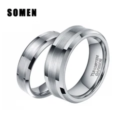 Somen 6mm 8mm Silver Color Tungsten Ring Brushed Men Women Wedding Band Couple Rings Anel Male Jewelry Proposal Rings