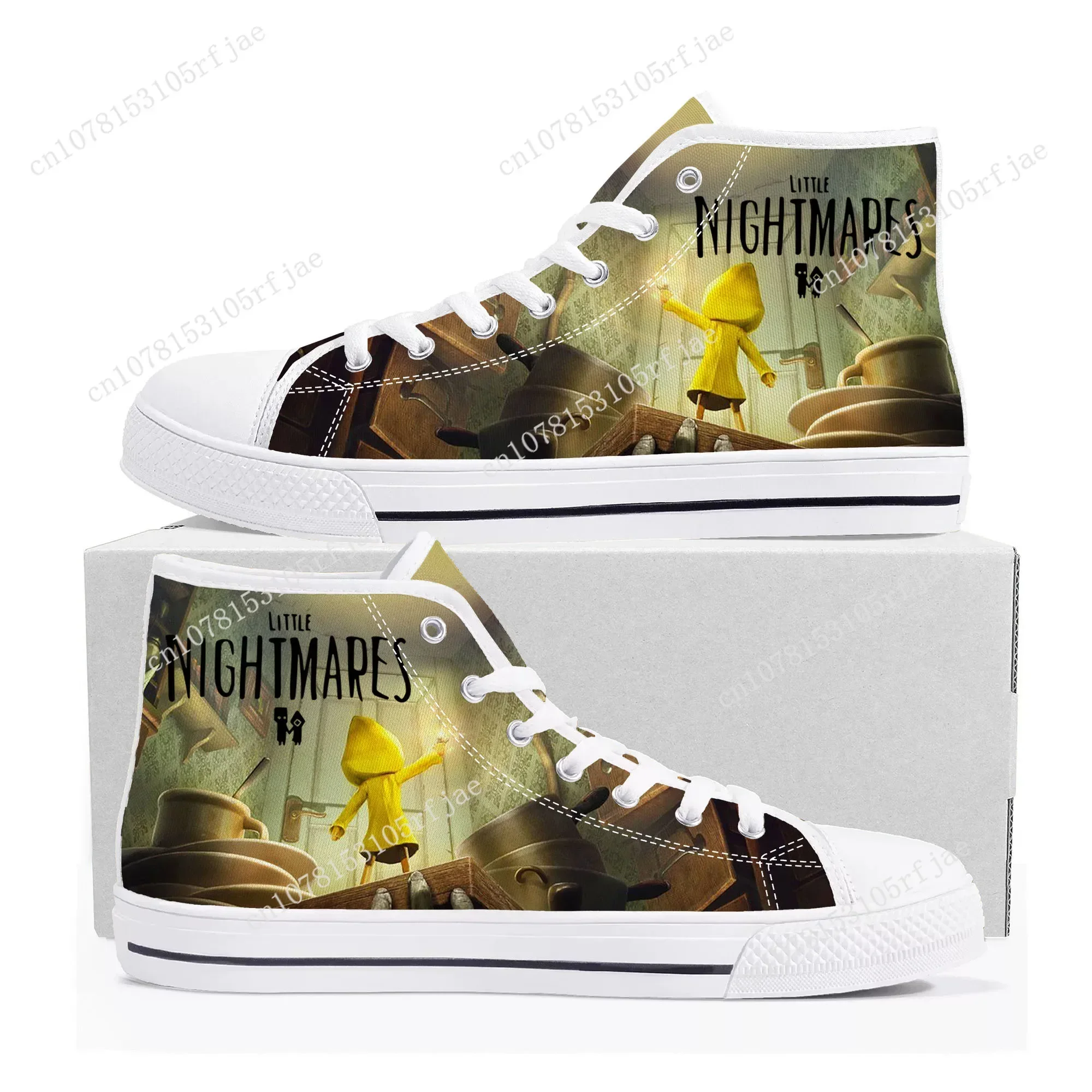 Game Little Nightmares High Top Sneakers Mens Womens Teenager High Quality Canvas Shoes Game Casual Fashion Tailor Made Sneaker